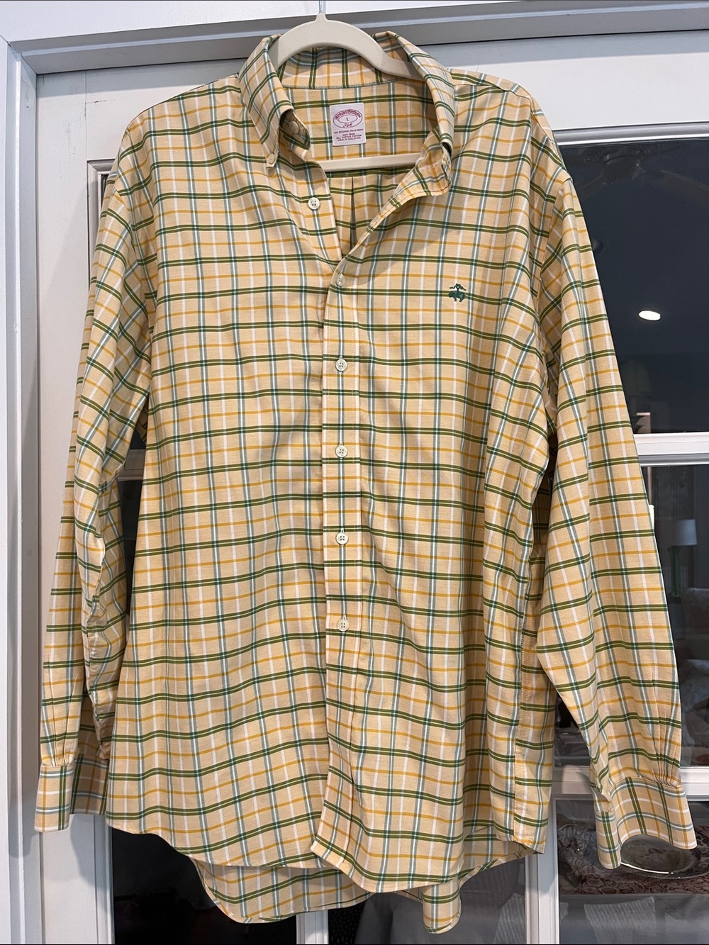 Brooks Brothers Yellow and Green Plaid Button-Down Shirt